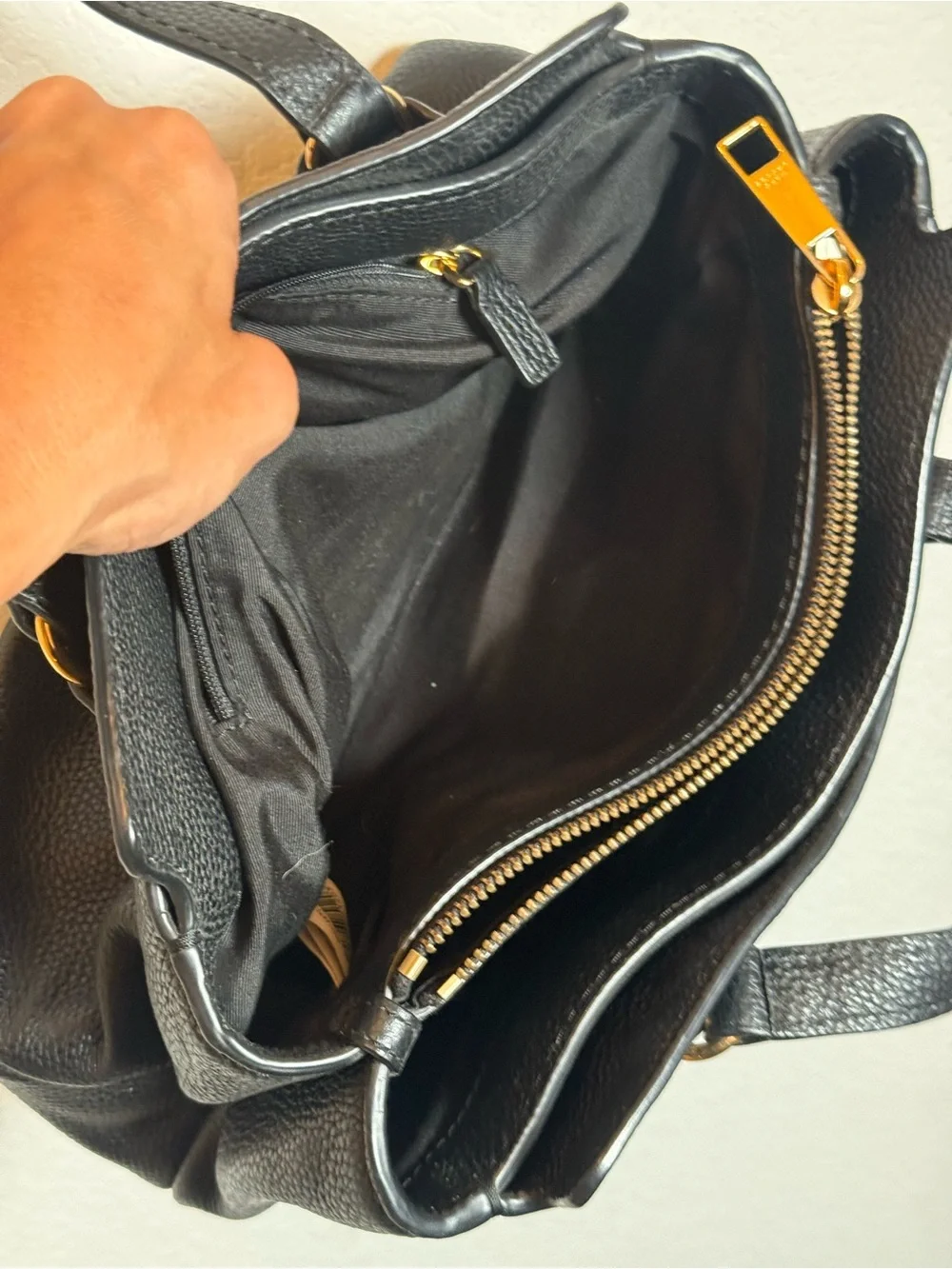 Marc Jacobs Black Leather Tote Bag purse lv heavy duty high quality louis